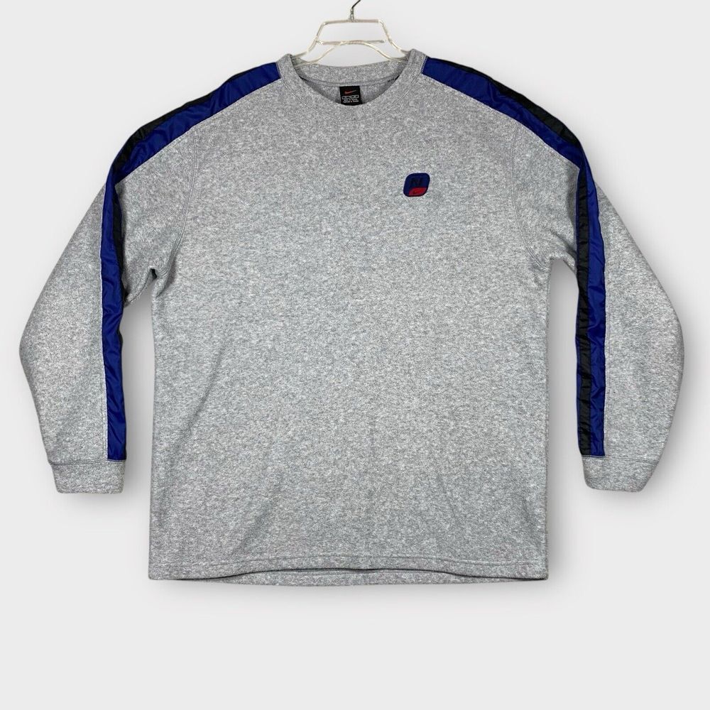 Vintage Nike Men's XL Gray Fleece Crewneck Mini Logo Black And Red Tag 90s